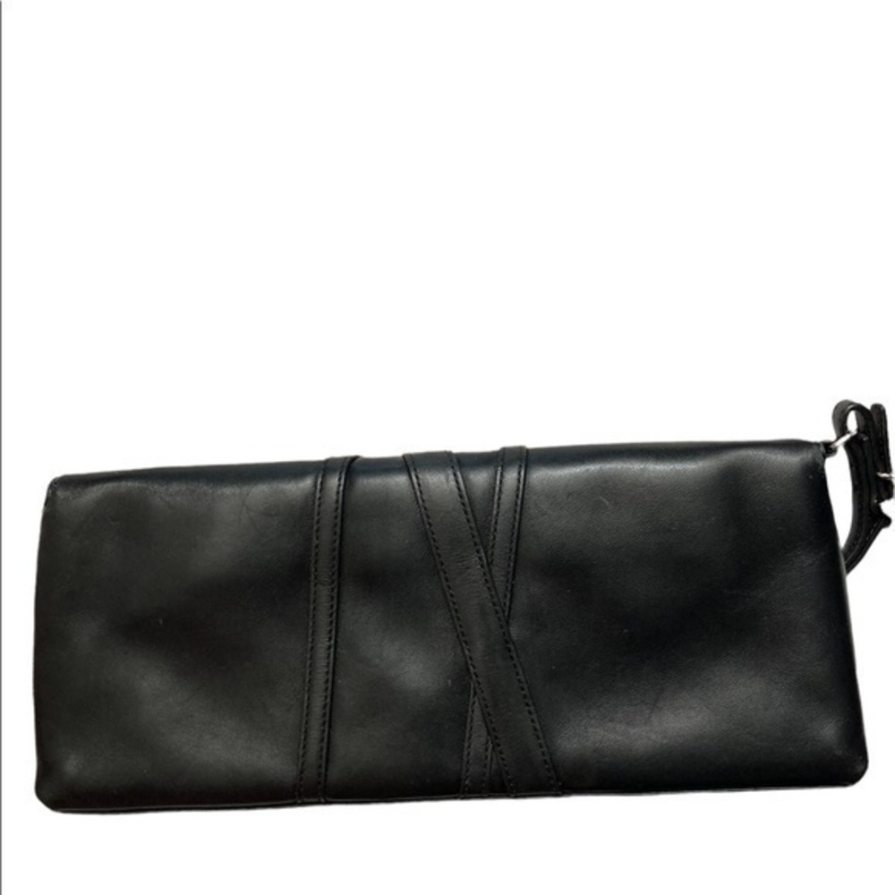 Coach Cosmetic Mirror Black Leather Clutch rare